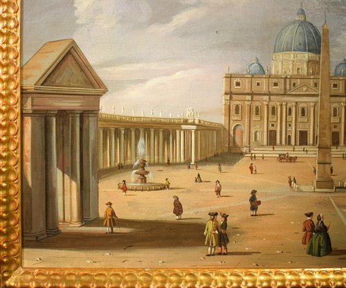 Coppia vedute di Venezia e Roma